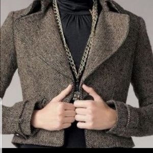 CABI Tweed Textured Cropped Moto Jacket Size 4